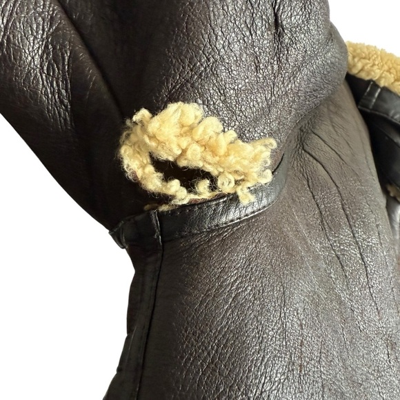 AVIREX TYPE B-3 FLIGHT LEATHER SHEEPSKIN SHEARLING BOMBER JACKET Size 56 FLAWED - Picture 8 of 15